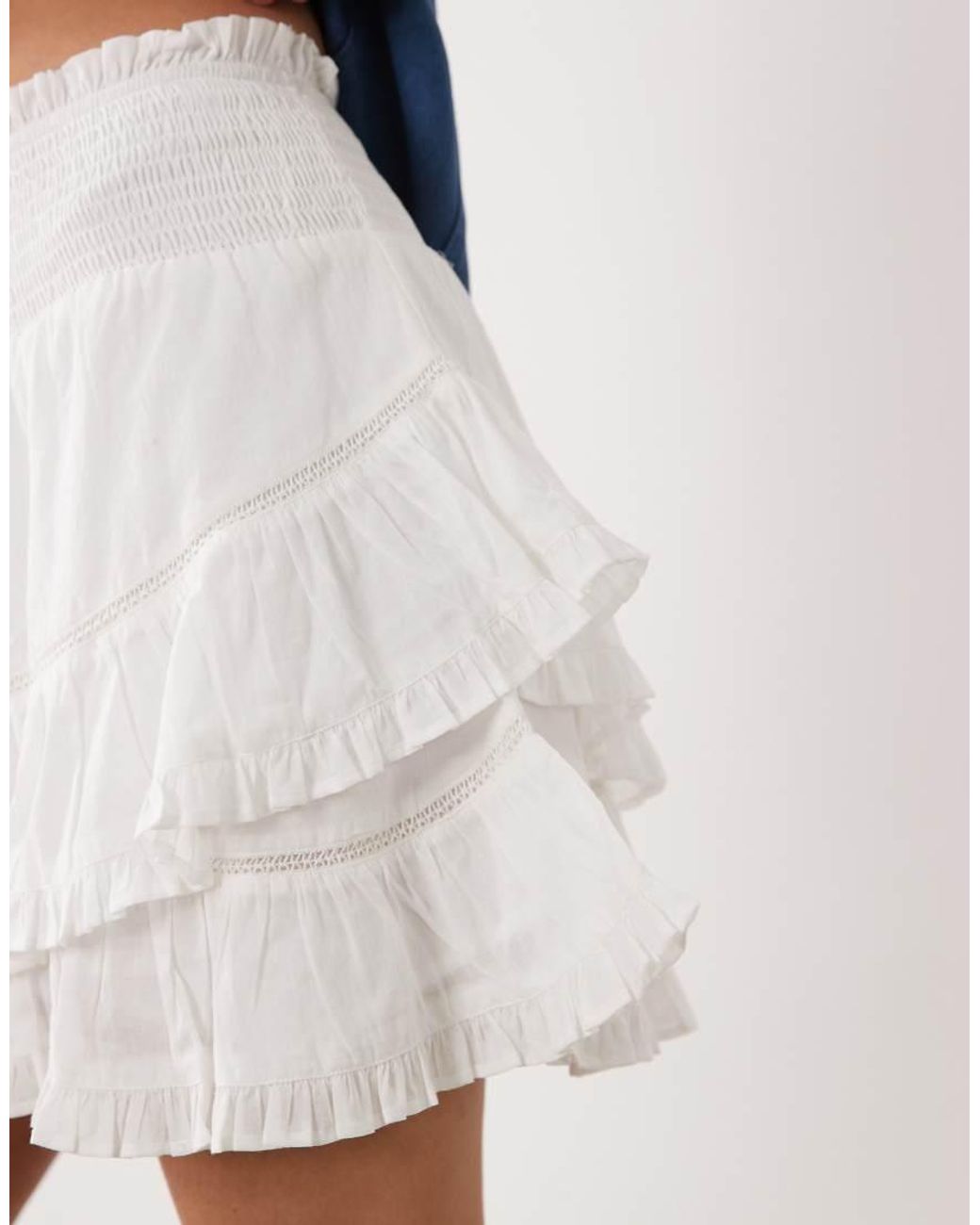 Brave Soul Blue Tiered Mini Skirt With Shirred Waistband