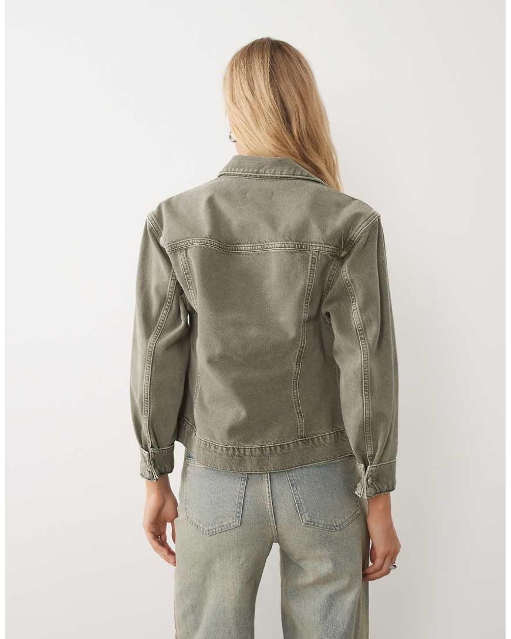 Calvin Klein Gray Cinched Waist Denim Jacket