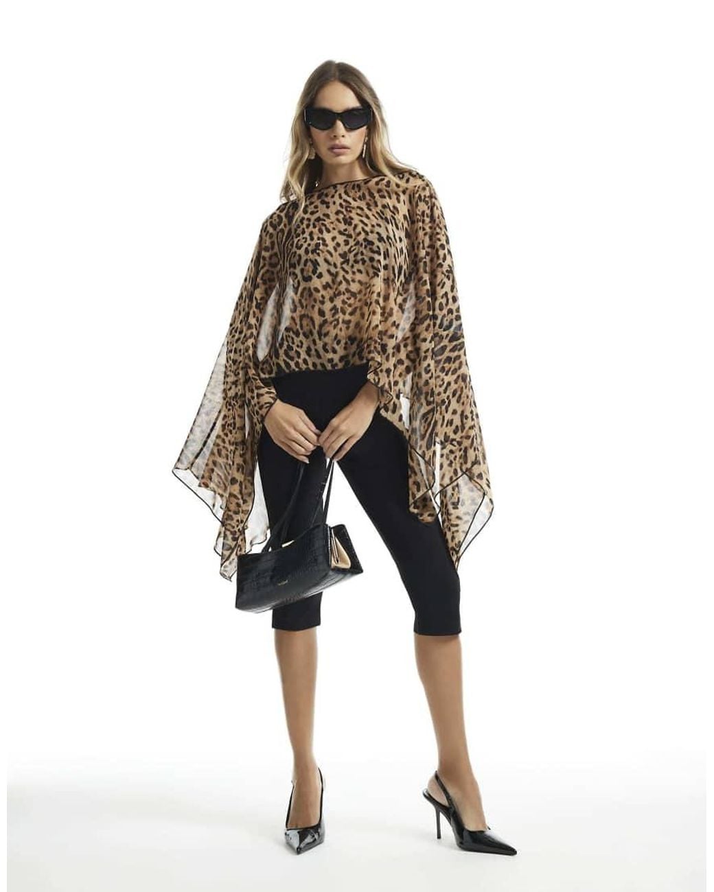 River Island Natural Leopard Chiffon Waterfall Cape
