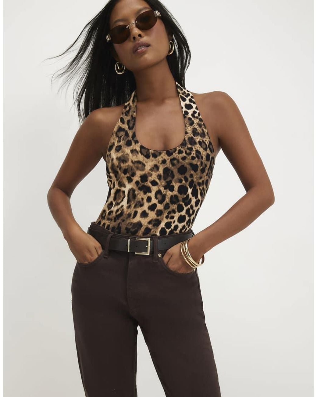 River Island Brown Stretch Straight Leg Jeans