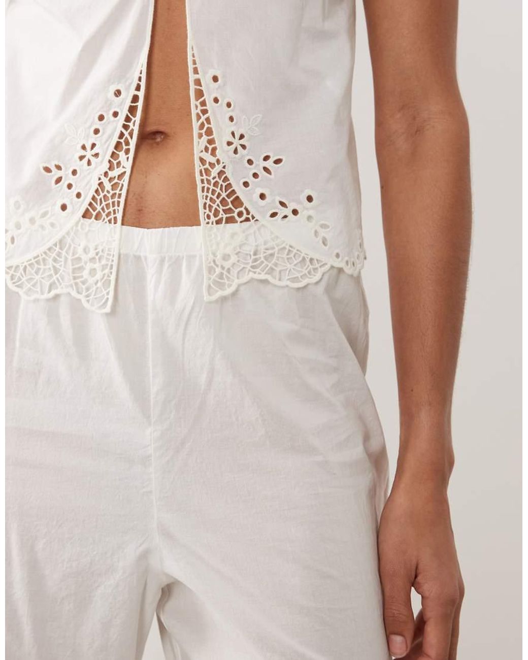 Abercrombie & Fitch Natural Bridal Wide Leg Pyjama Bottom Co-ord