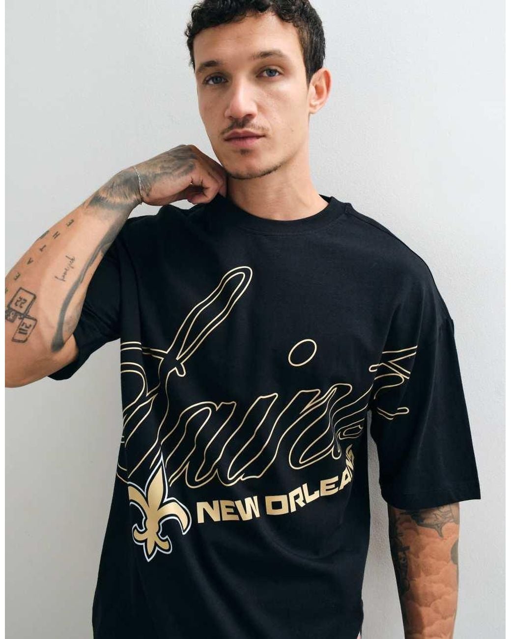 ASOS Blue Oversized T-Shirt With Nfl New Orleans Saints Print for men