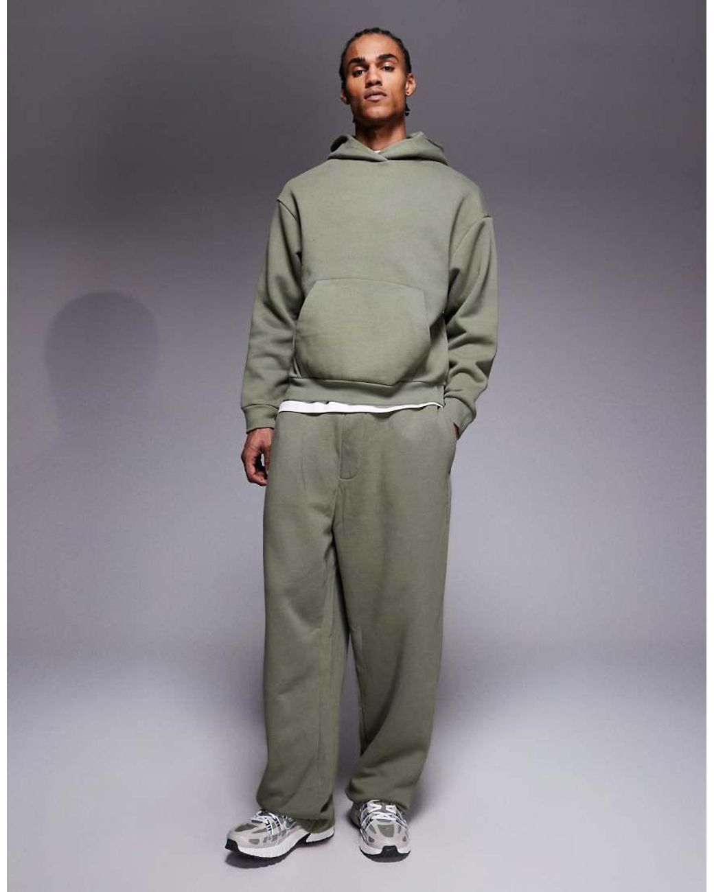 River Island Gray Wide Leg Essential joggers for men
