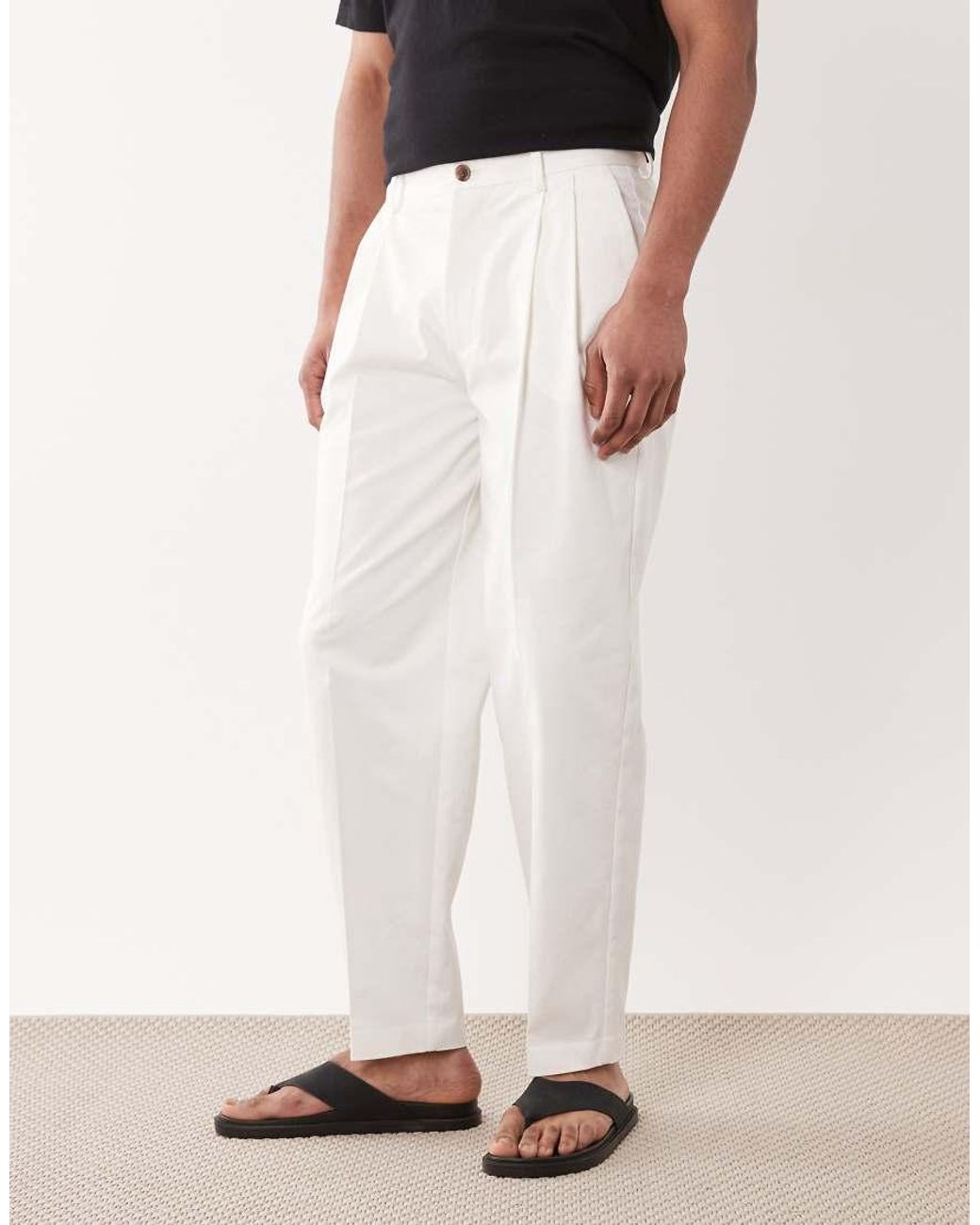 ASOS White Tailored Cotton Rich Oversized Tapered Chino Pants for men