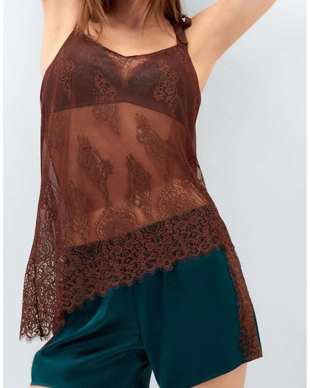 Intimissimi Brown Lace Perfection Asymmetrical Top