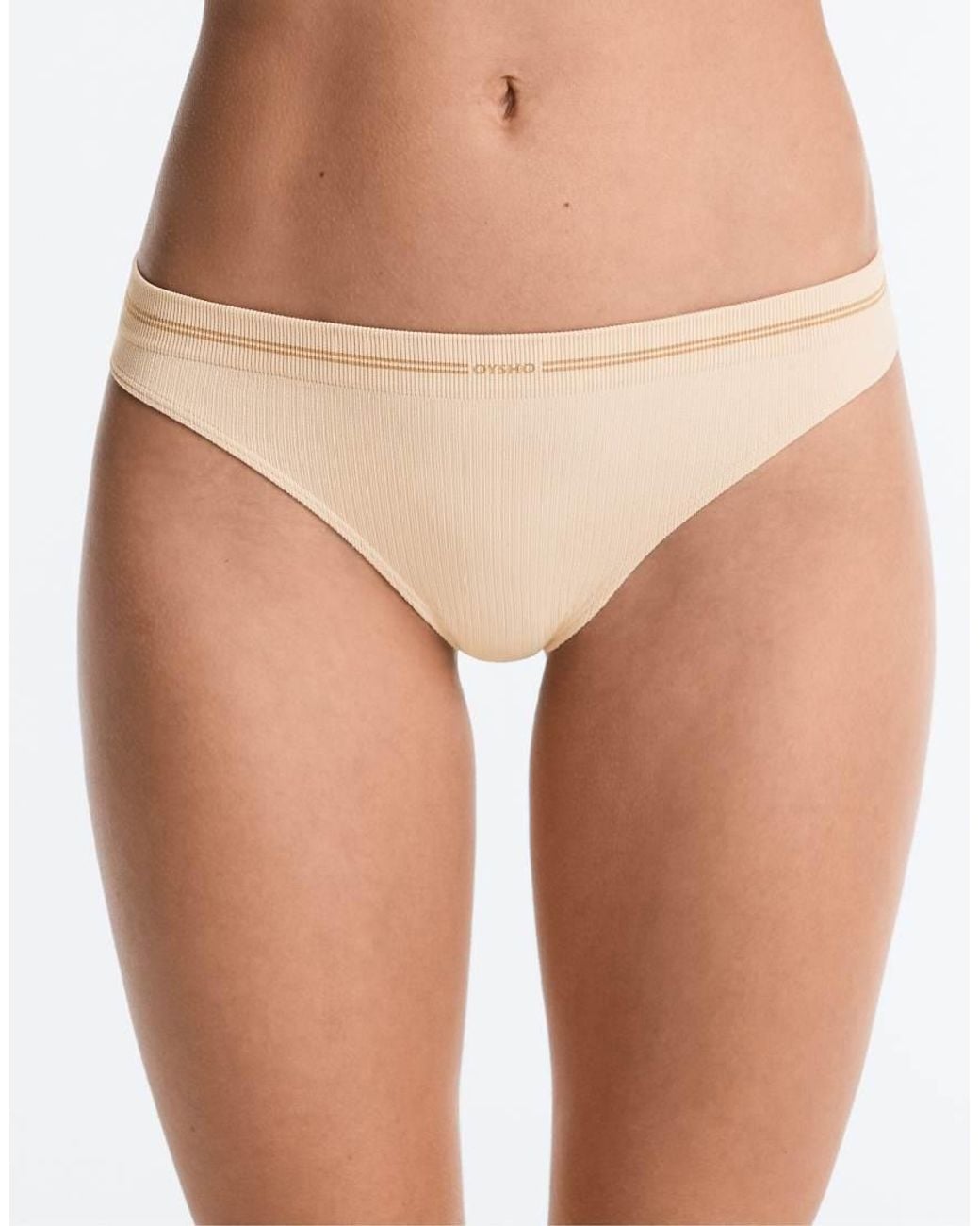Oysho White 3 Seamless Rib Polyamide Blend Thongs