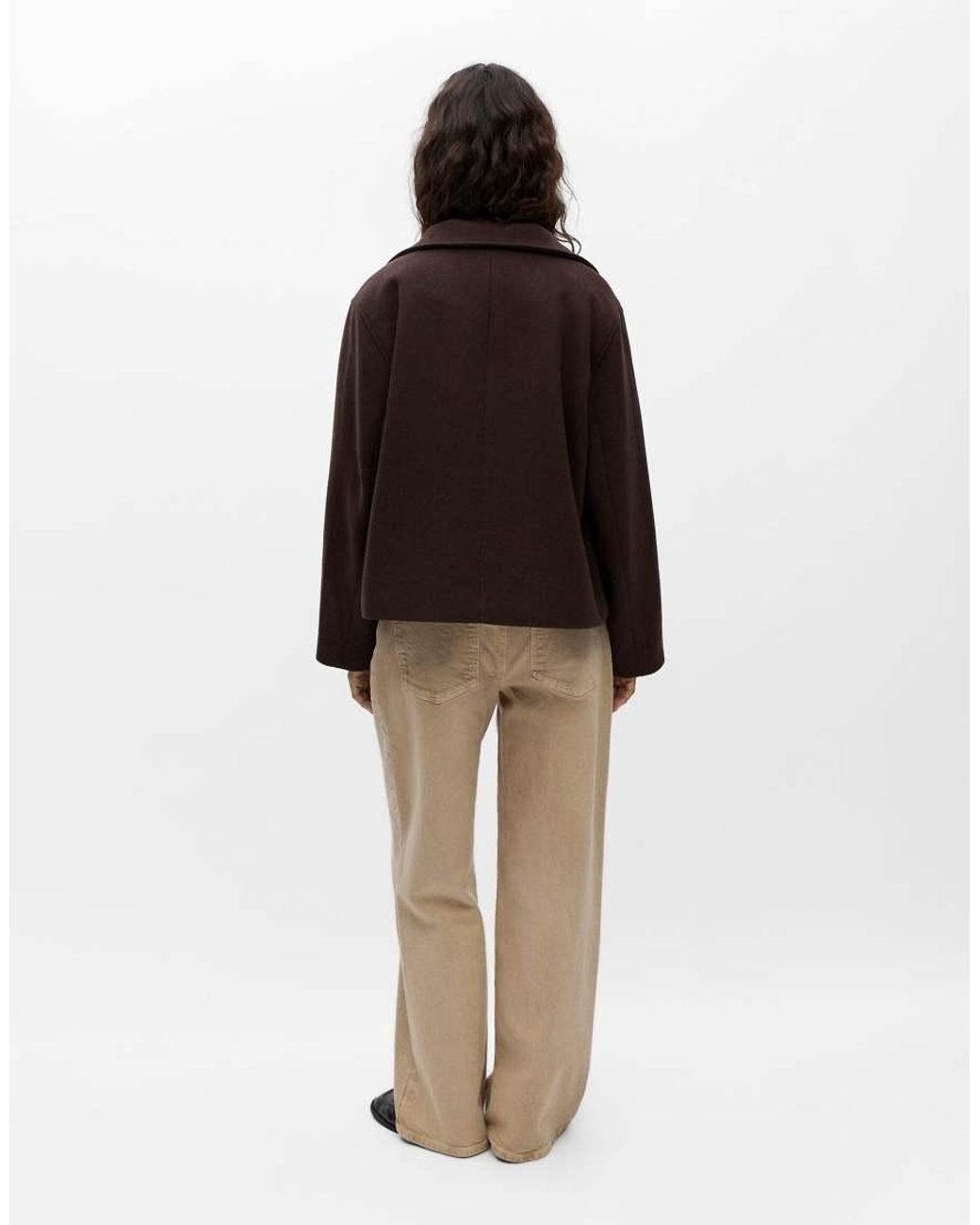 Object Brown Riki Wool Blend Short Jacket