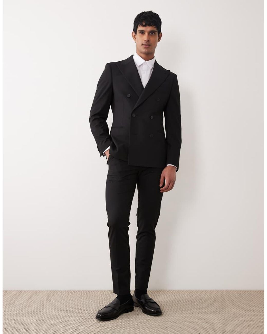 ASOS Black Skinny Double-breasted Suit Jacket for men