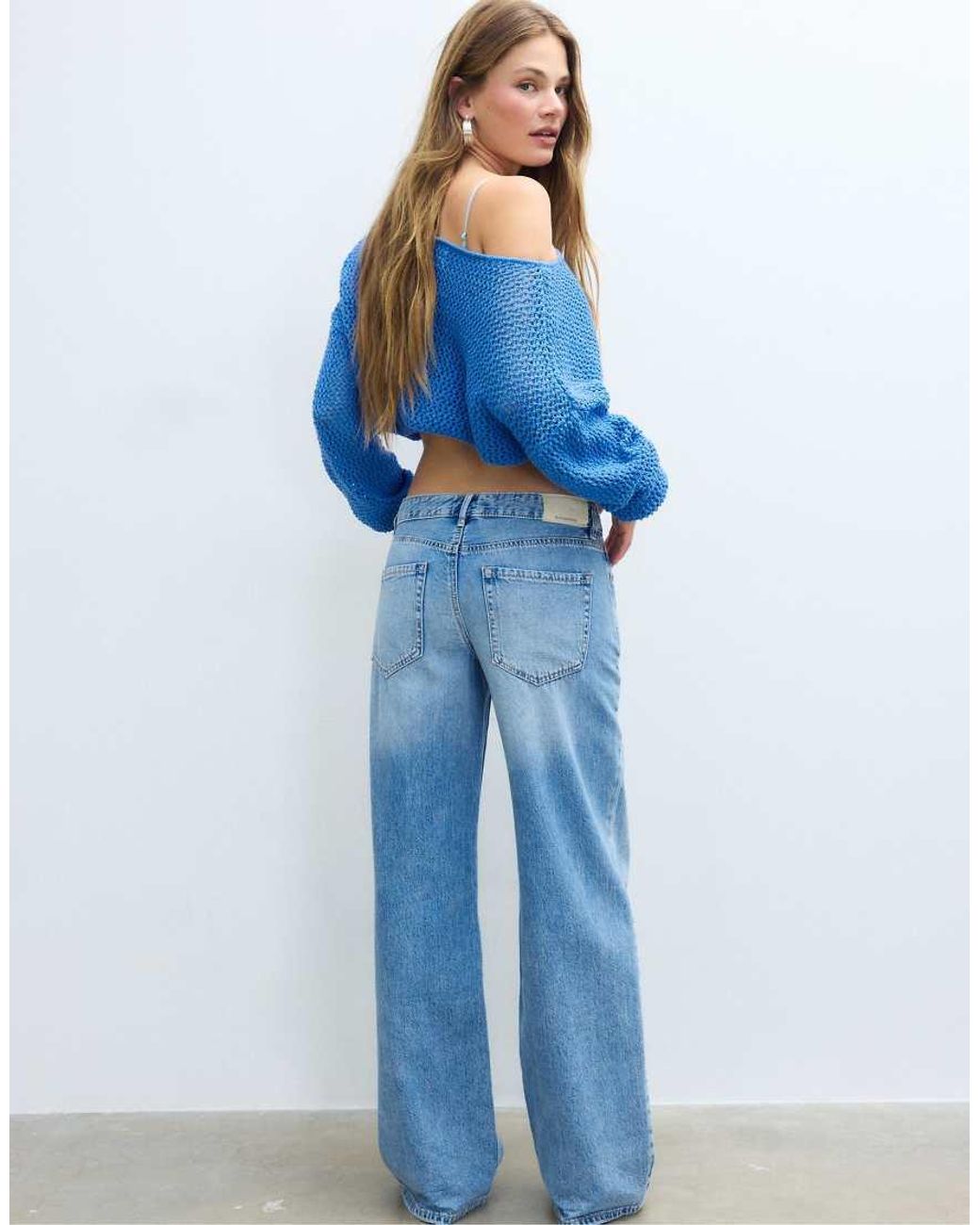 Stradivarius Blue D91 Low Wide-Leg Jeans