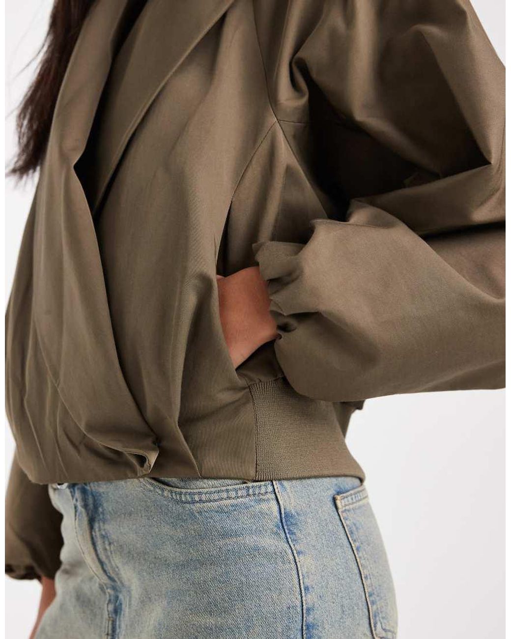 ASOS Brown Shawl Collar Wrap Bomber Jacket