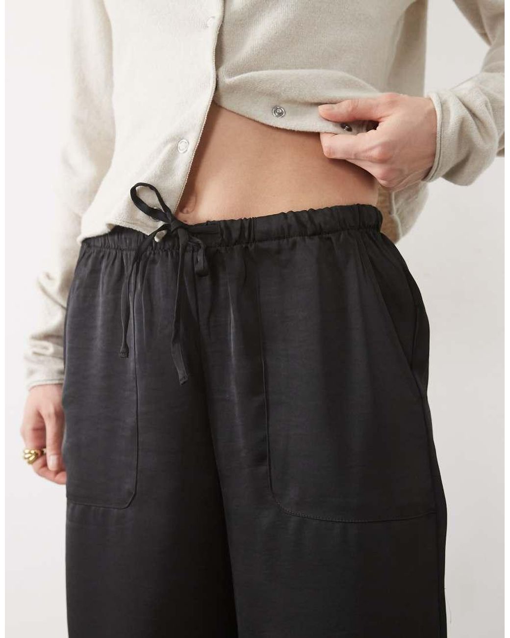 Vero Moda White High Waist Satin Loose Fit Pants