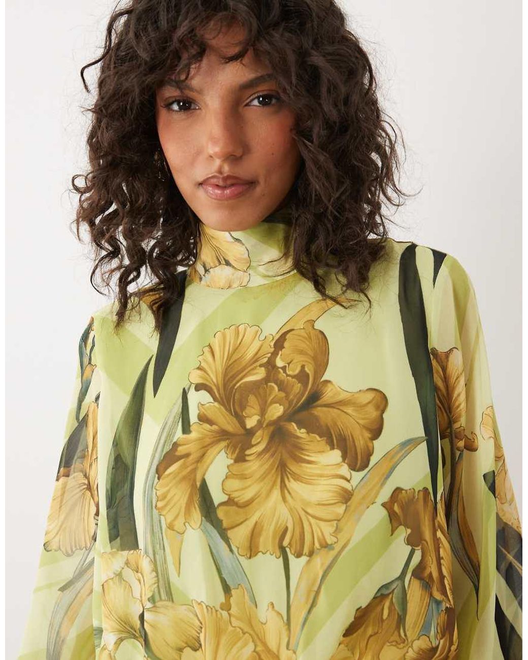 ASOS Green High Neck Deep Cuff Maxi Dress