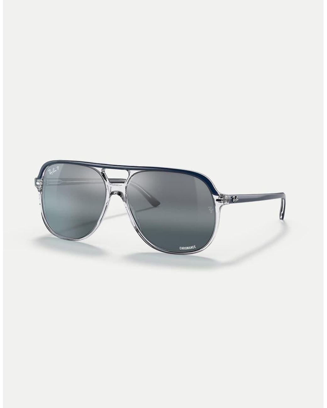 Ray-Ban Blue Bill Square Polarised Sunglasses With Transparent Mirrored Lens
