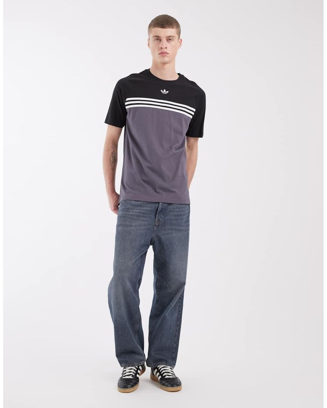 Adidas Originals Blue Chest Stripe T-Shirt for men