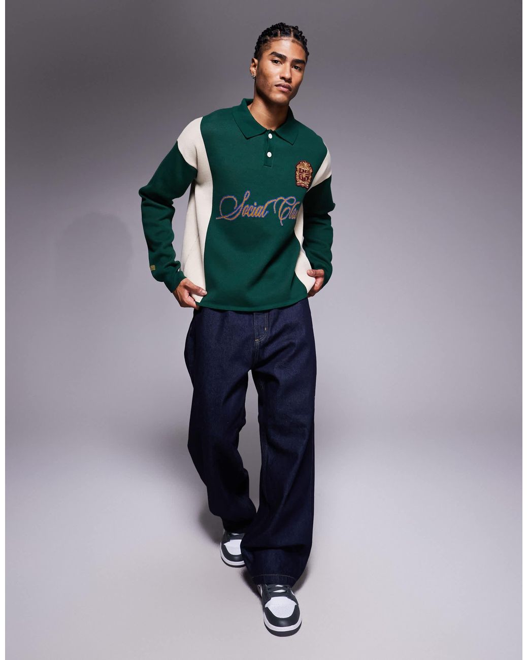 Polo en maille à manches longues avec logo Prohibited pour homme en coloris Green