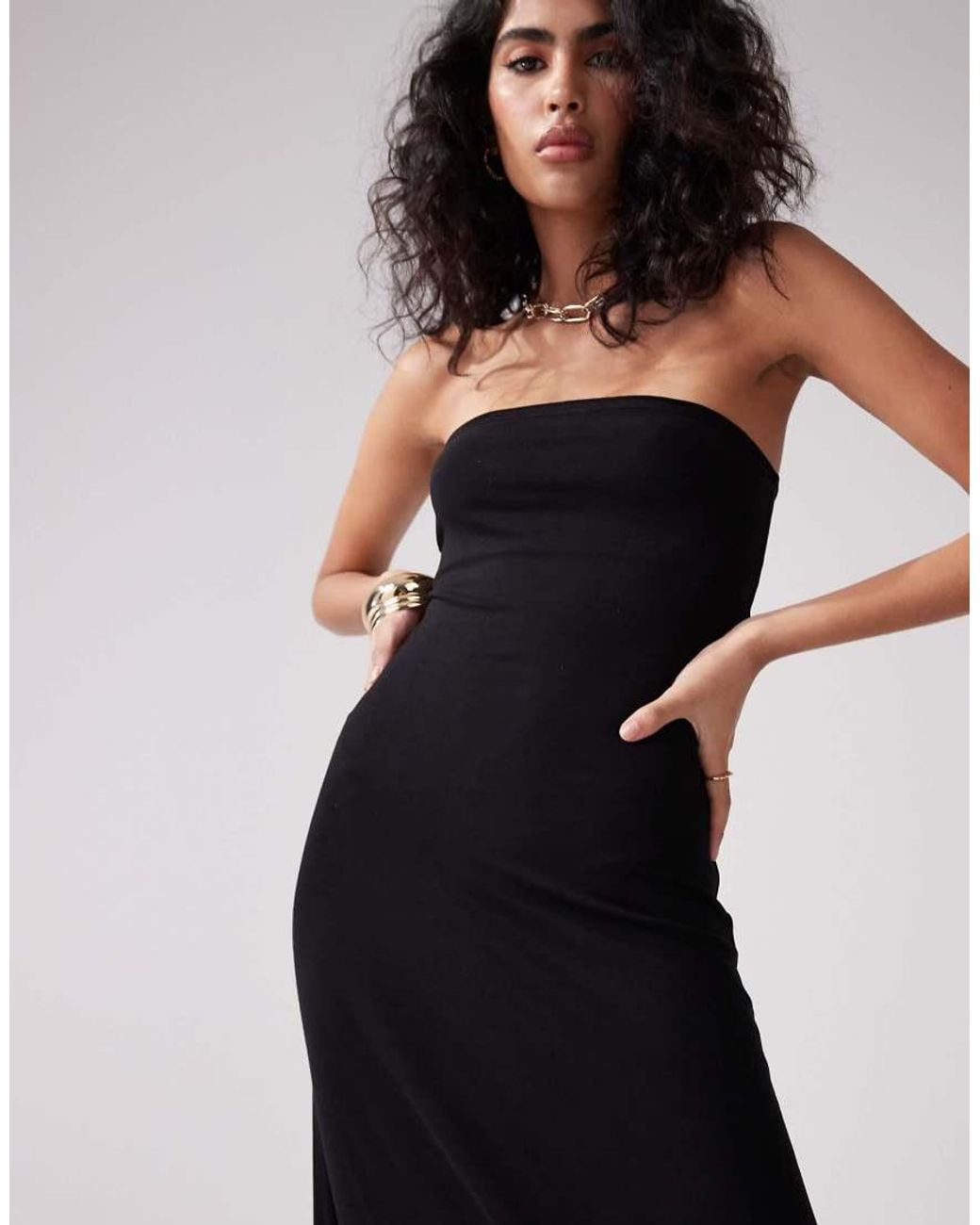 ASOS Black Maxi Dress Bandeau With Full Hem