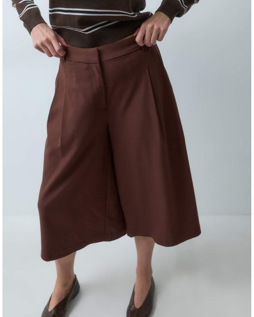 ASOS Brown Tailored High Waist Culotte Pants