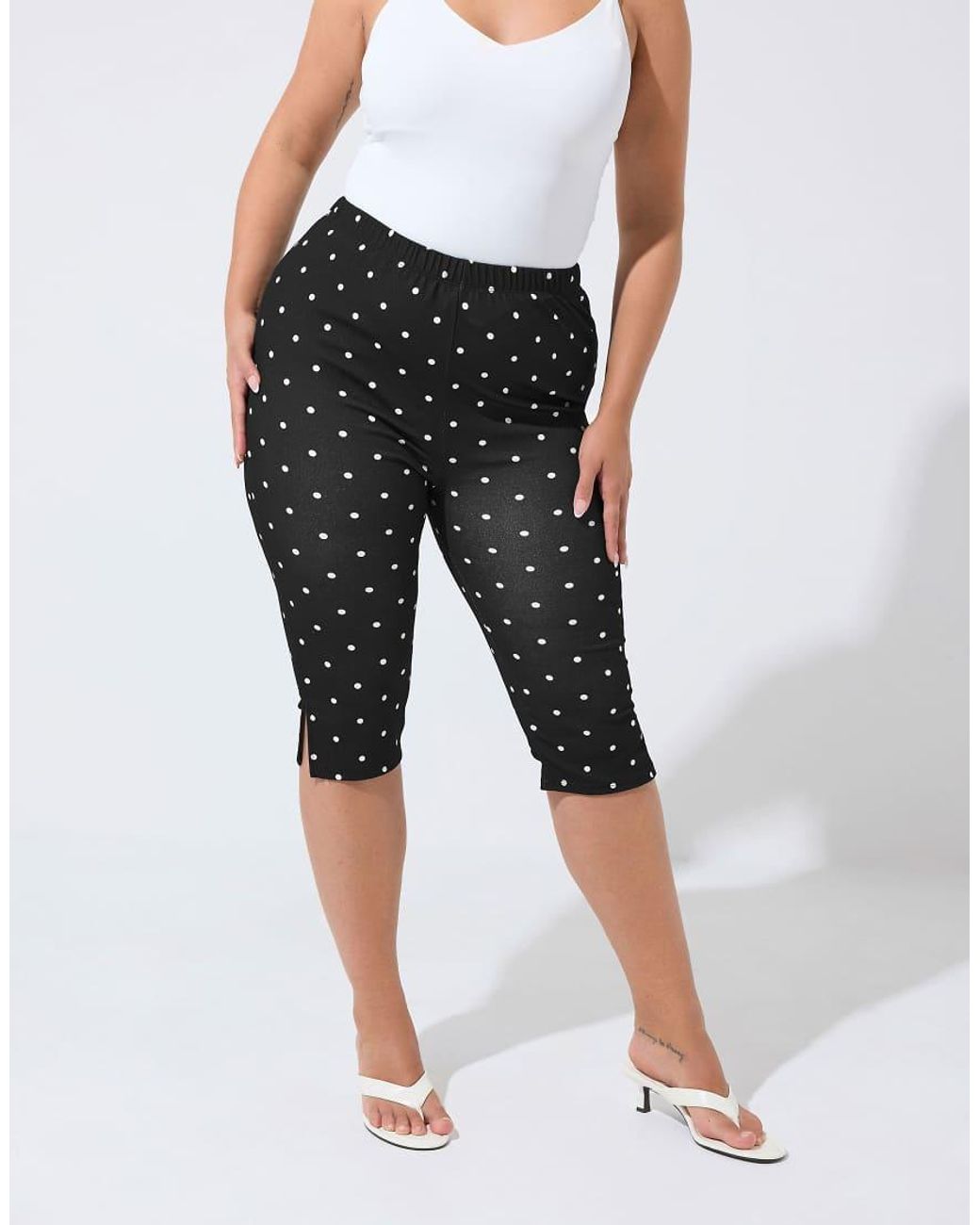 Yours Clothing Black Polka Dot Cropped Trousers