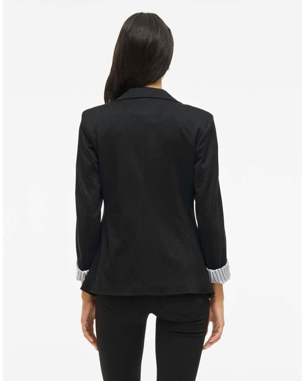 Vila Black Saga Jersey Slim Fit 3/4 Sleeve Padded Blazer
