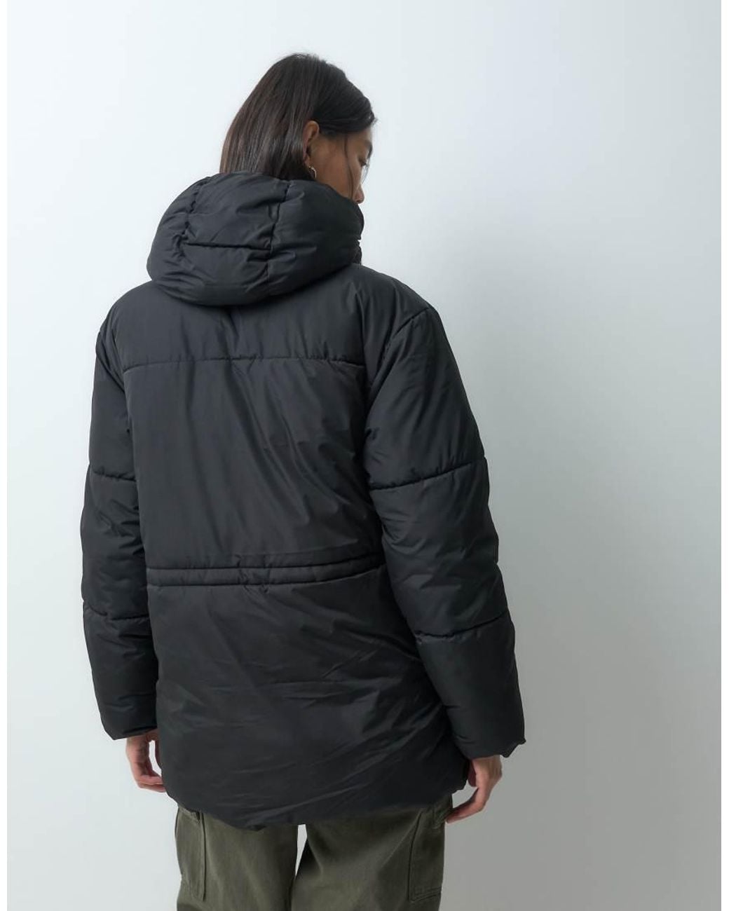 JJXX Gray Mid Length Puffer Jacket With Hood