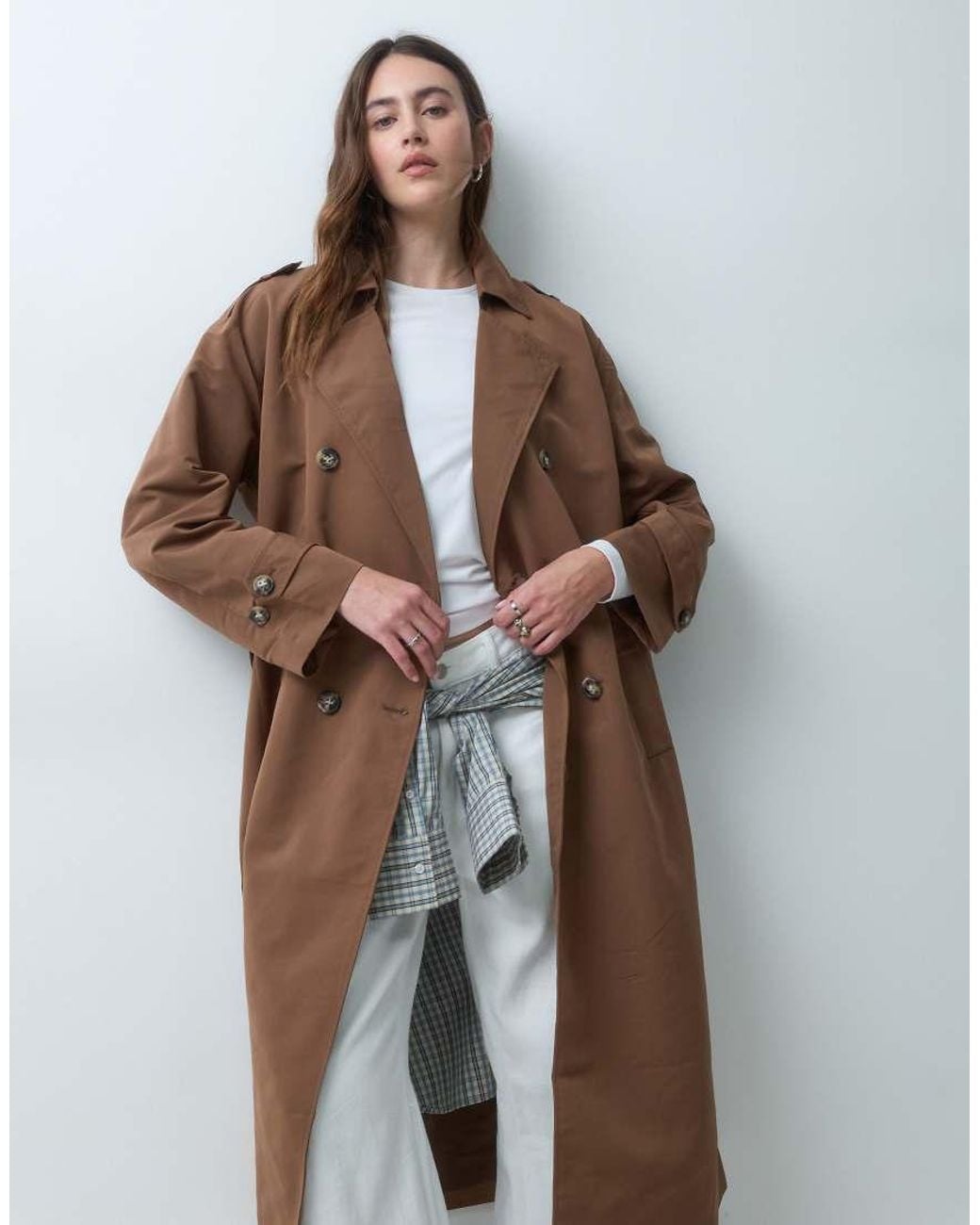 Vero Moda White Longline Belted Trench Coat