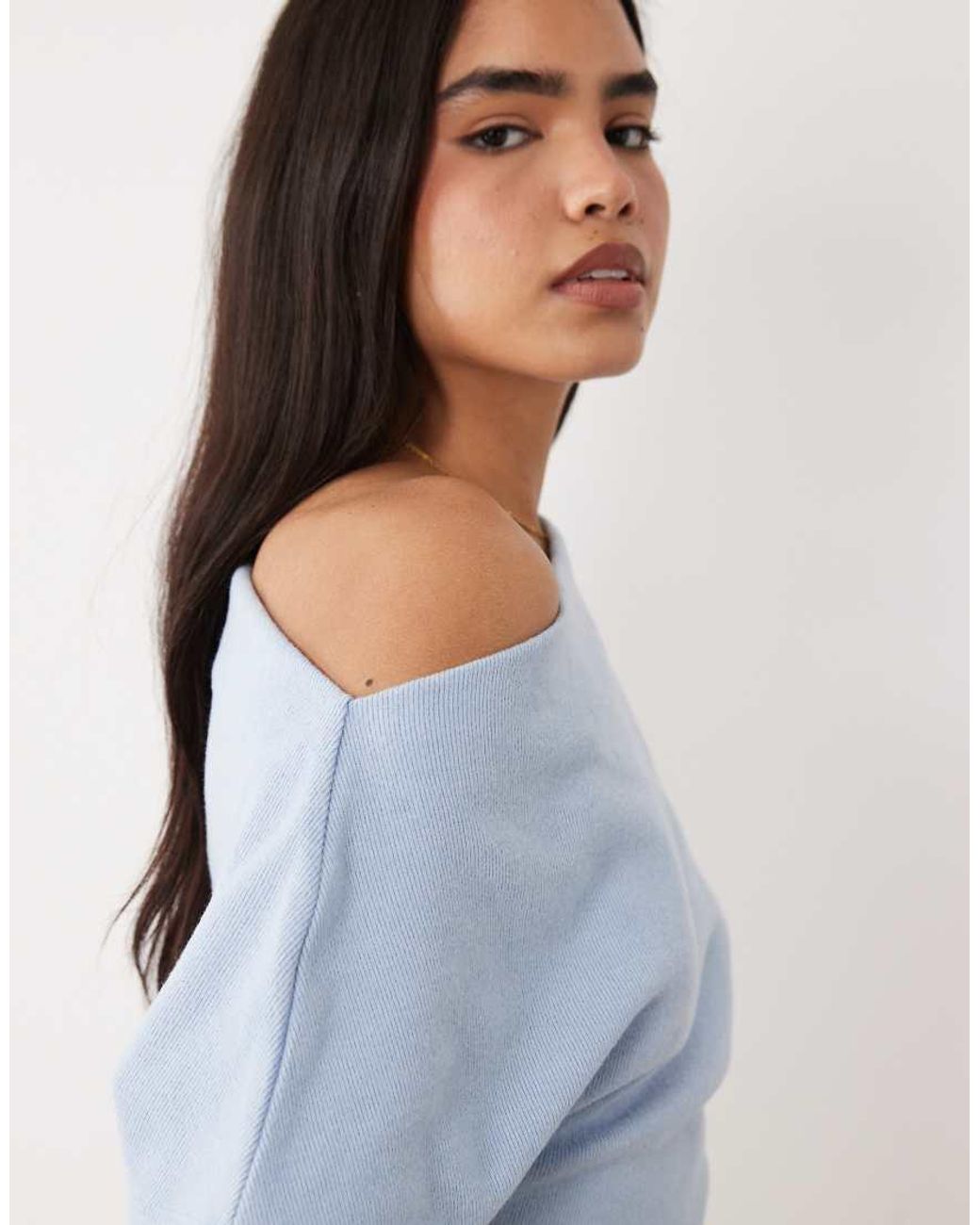 Gina Tricot Blue Soft Asymmetric Top