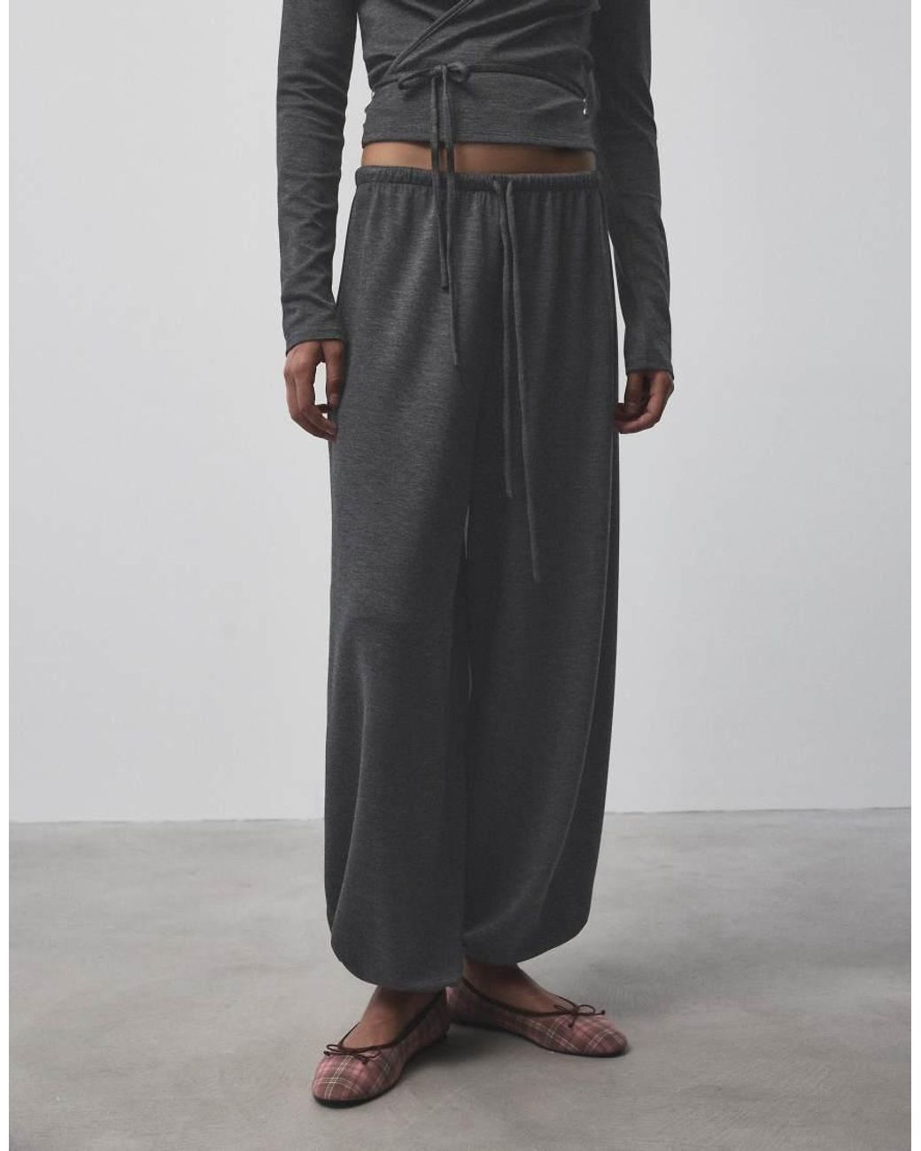 Pull&Bear Blue Fluid Sarouel Trousers