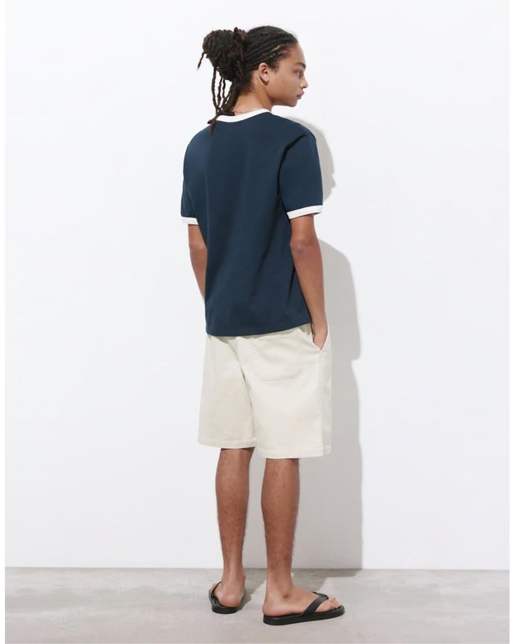 Pull&Bear Blue Bermuda Shorts With Elastic Waistband for men