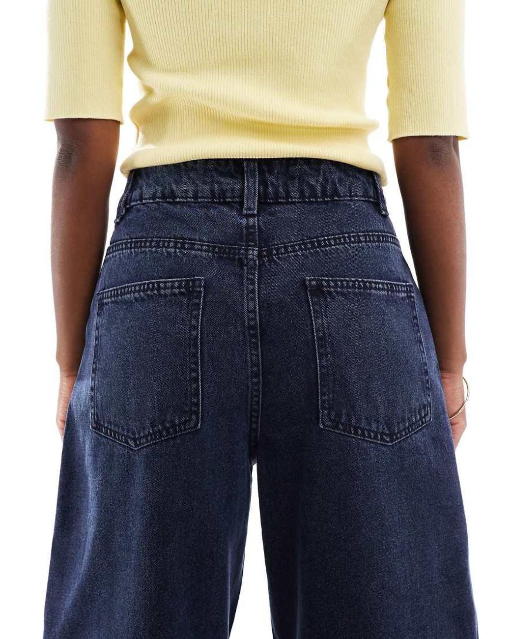 ASOS Blue High Waisted Barrel Leg Jeans