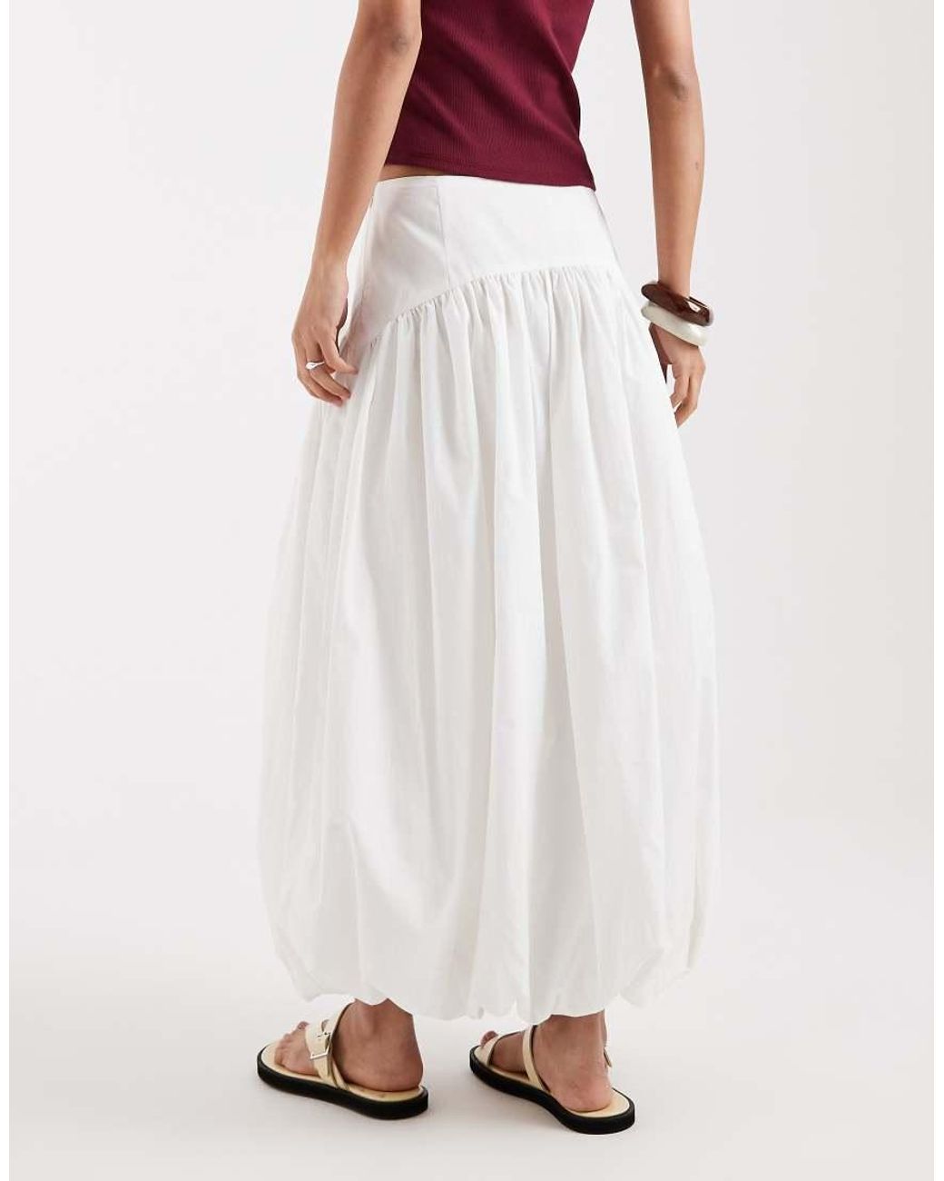 ASOS White Dropped Waist Bubble Maxi Skirt
