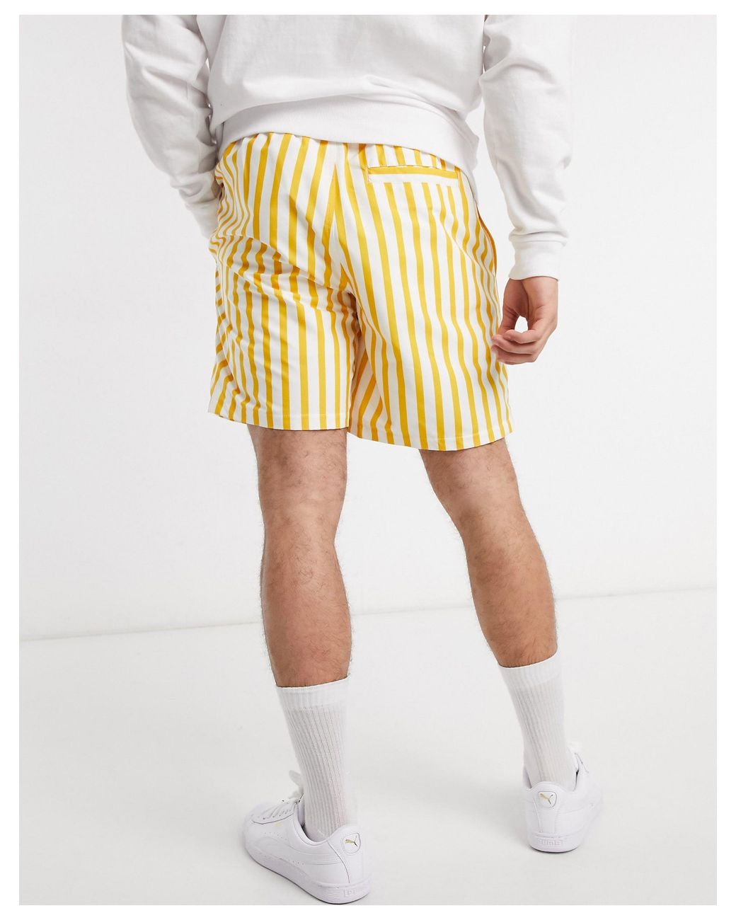 PUMA Downtown Striped Shorts in Yellow for Men | Lyst