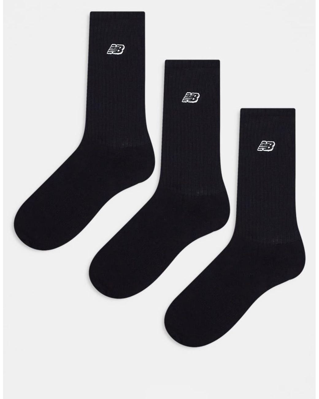 New Balance Black Embroidered Logo Crew Socks 3 Pack for men