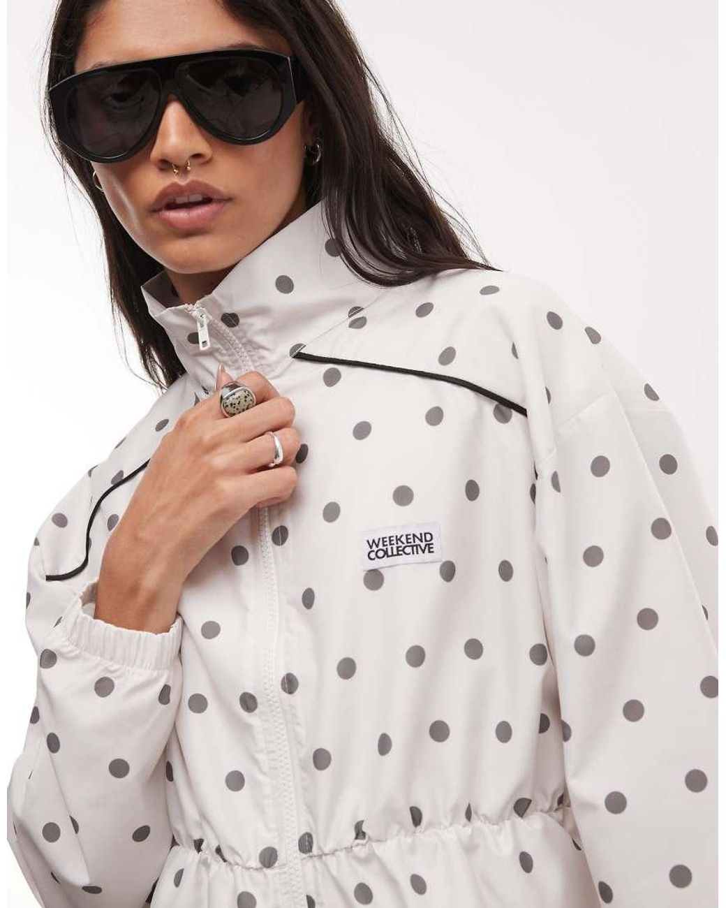 ASOS Gray Weekend Collective Nylon Track Funnel Neck Jacket With Peplum Detail