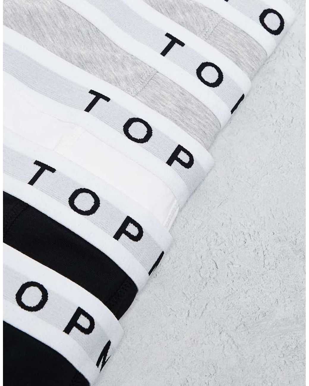 Pack De 5 Calzoncillos De Color Negro, Gris Jaspeado Y Blanco Con Cinturillas Blancas De Topman de hombre de color White