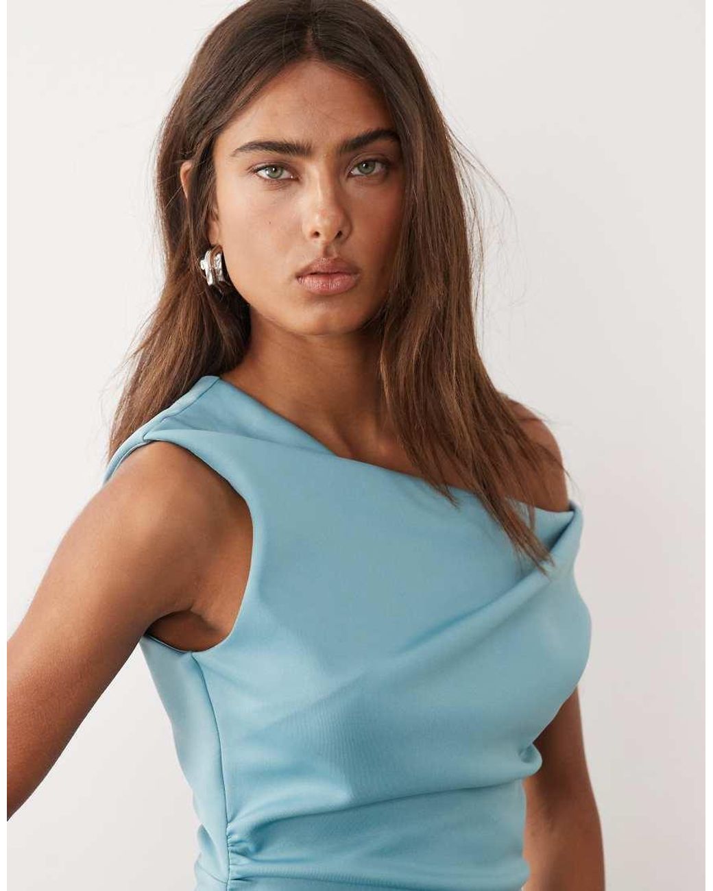 ASOS Blue Off Shoulder Sculpted Mini Dress