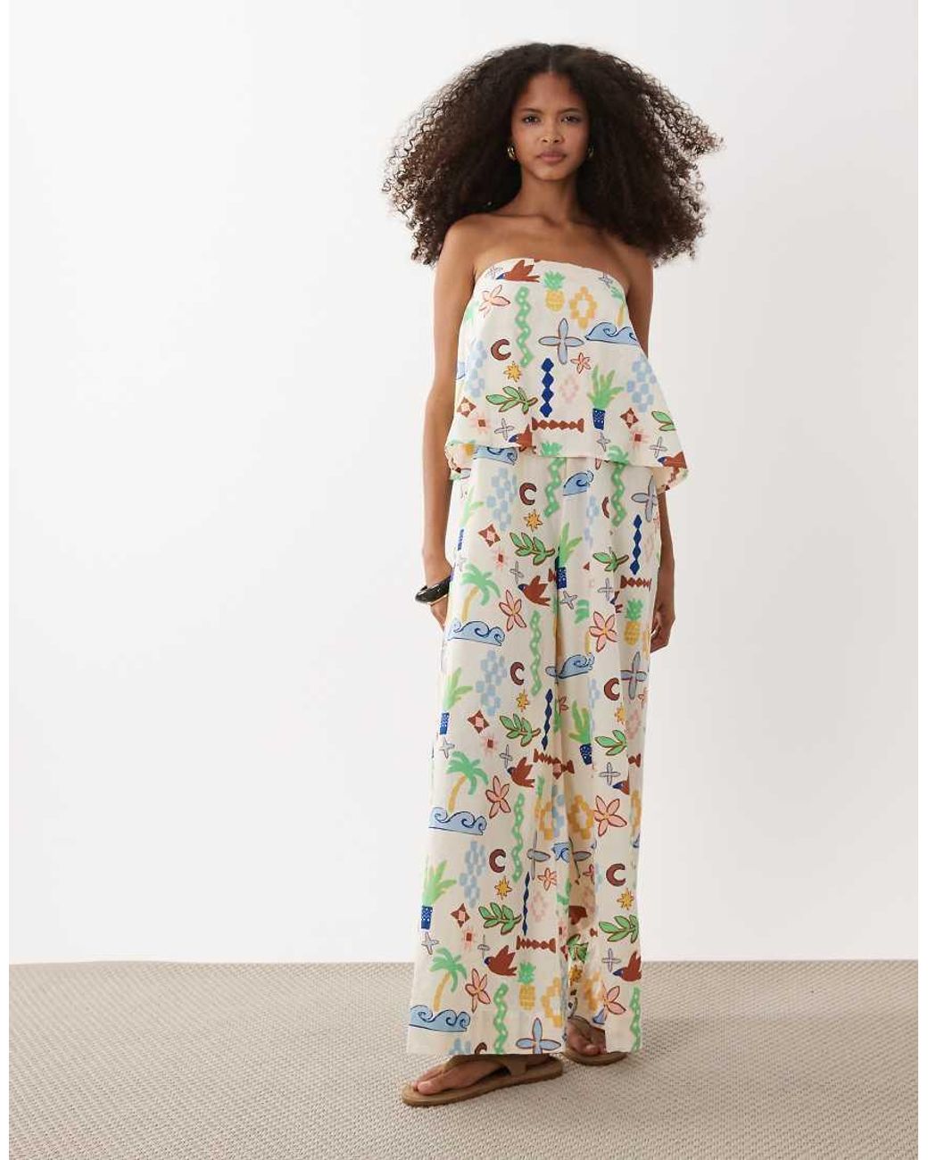 ASOS White Double Layer Strapless Jumpsuit