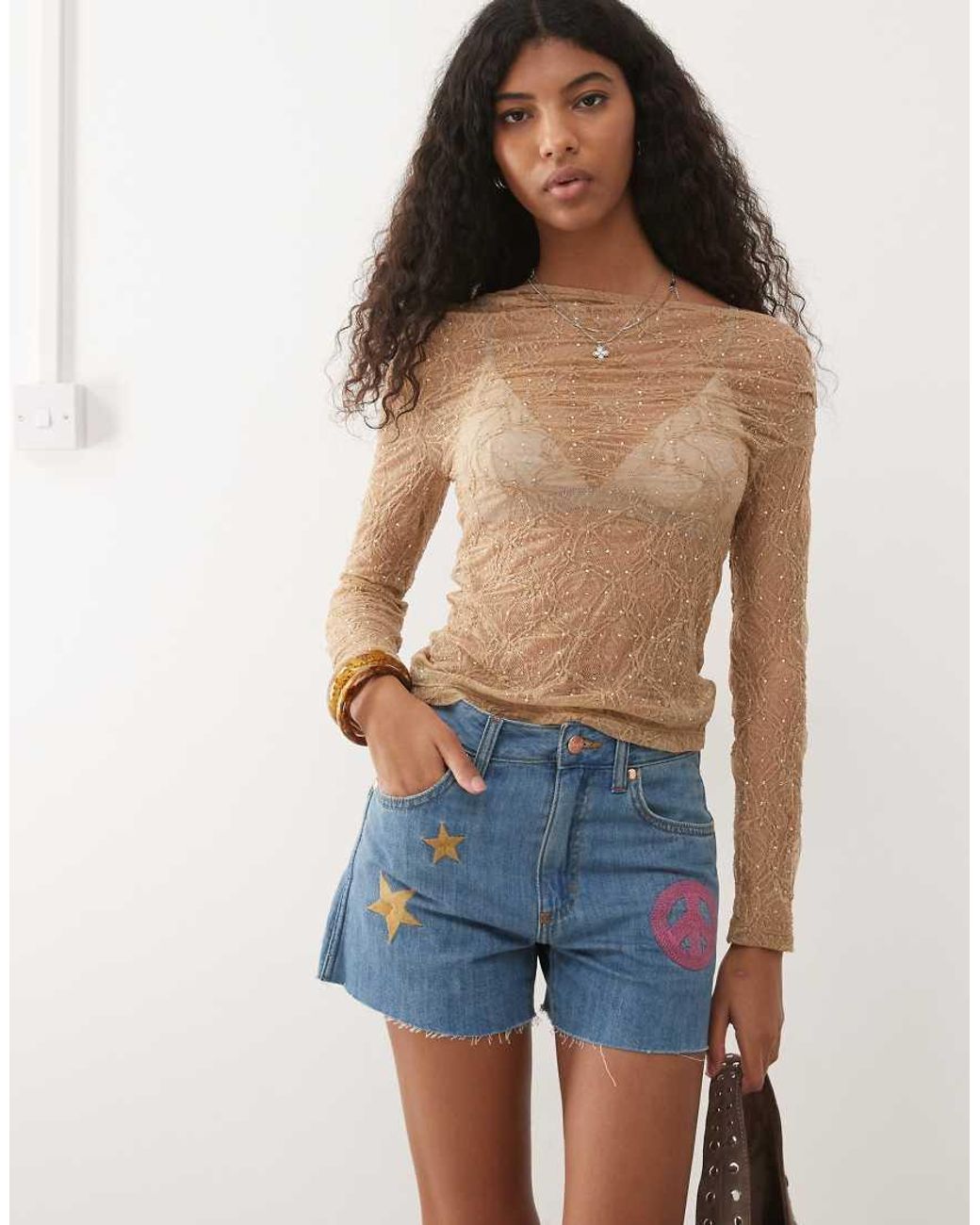 Wrangler Blue X Lainey Wilson Embroidered Denim Shorts