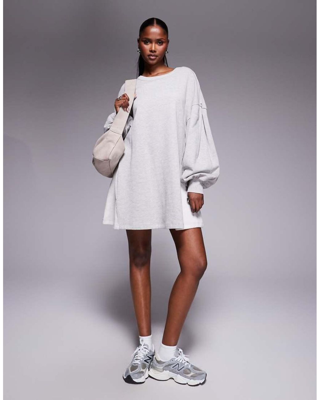 ASOS Purple Cotton Trapeze Sweat Mini Dress