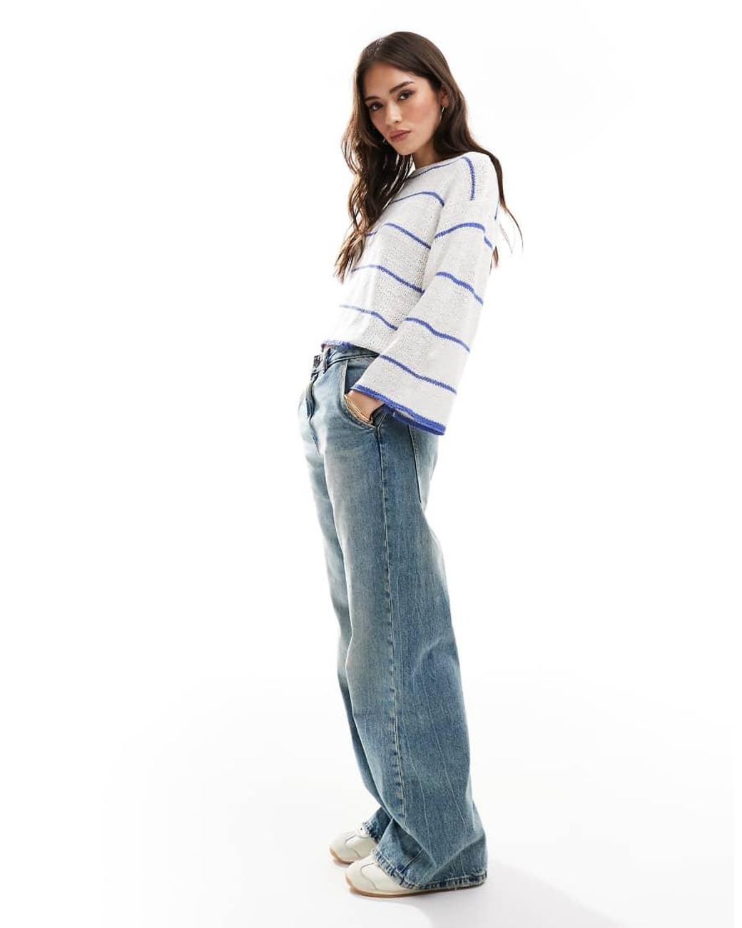 ONLY White Wide Sleeve Textured Knitted Jumper