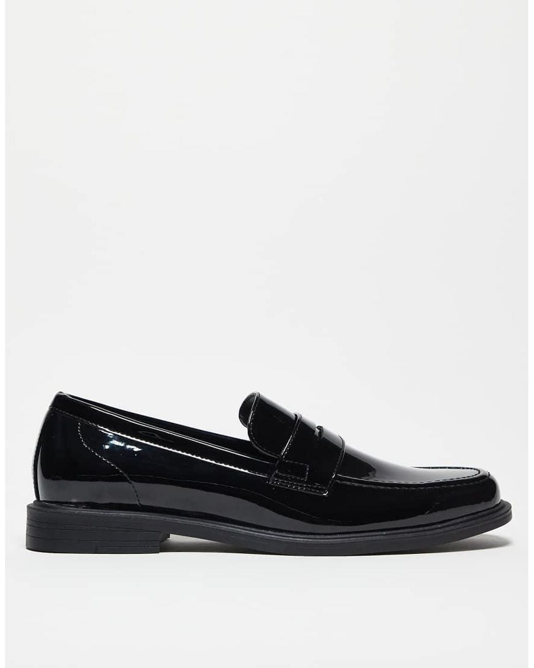 ASOS Black Patent Penny Loafers for men