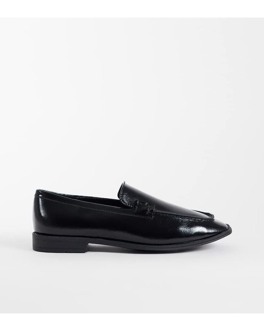London Rebel Black Sian Square Toe Loafers