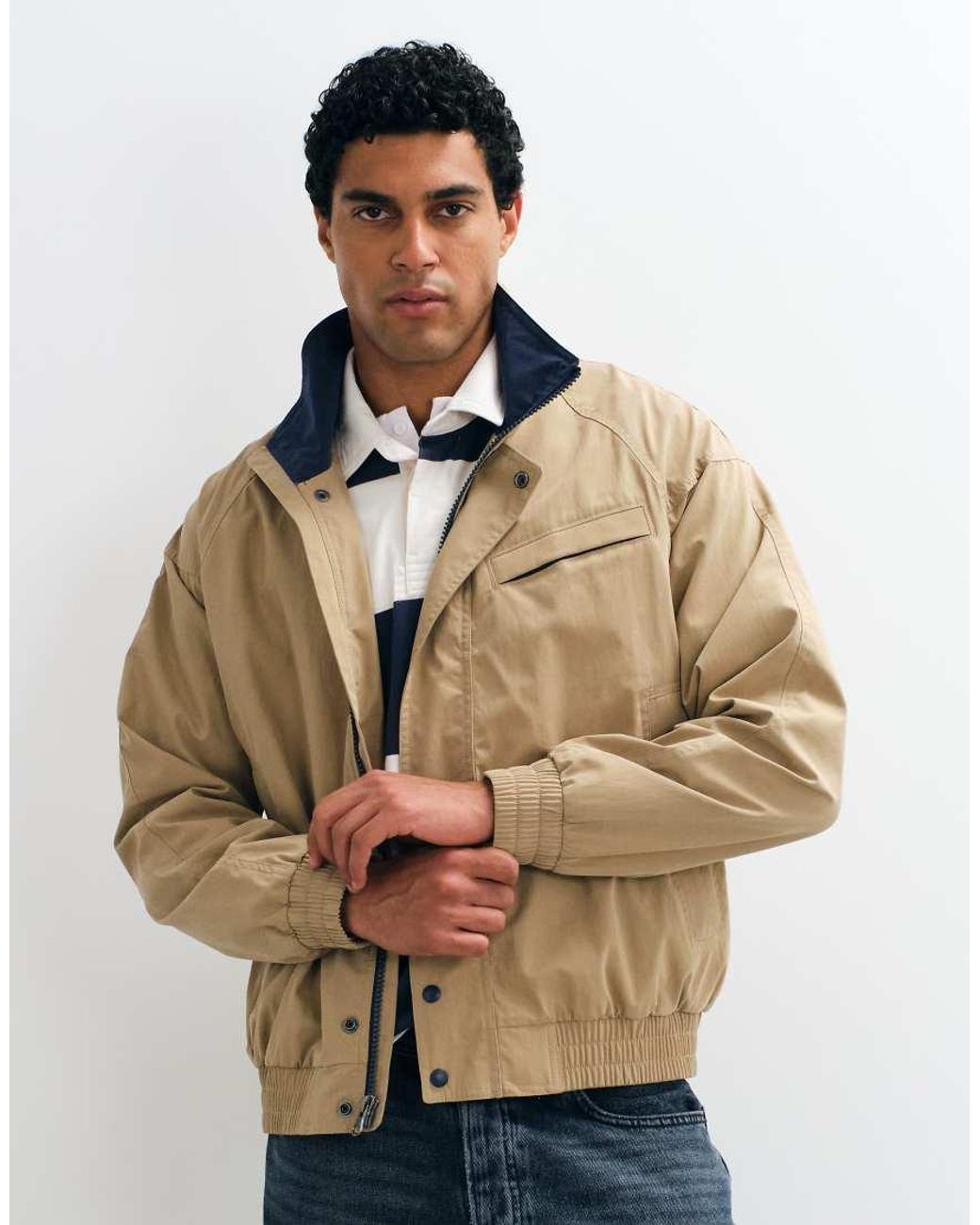 Abercrombie & Fitch Blue Zip Up Jacket With Collar for men