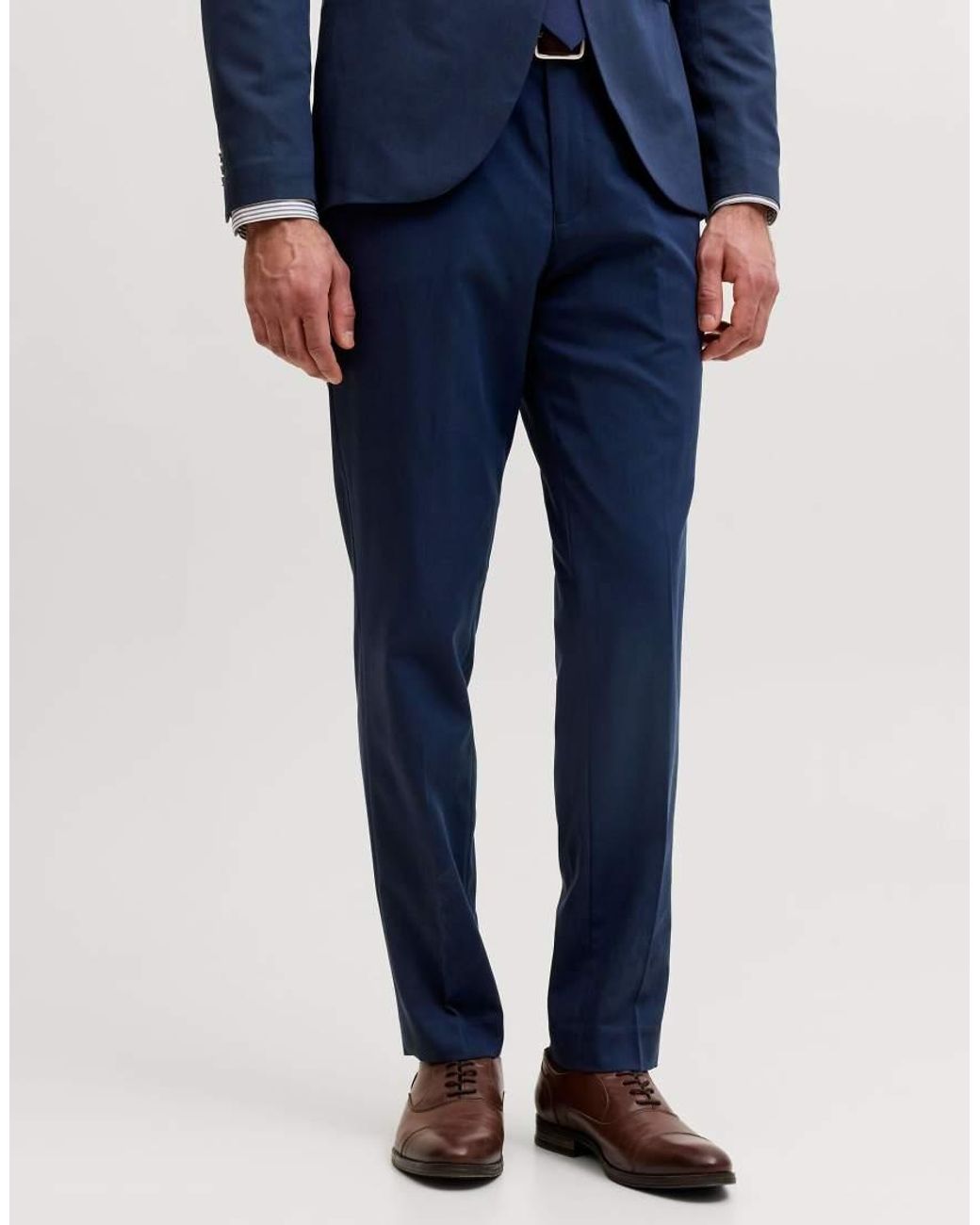 Jack & Jones Blue Franco Super Slim Fit Tailored Trousers for men