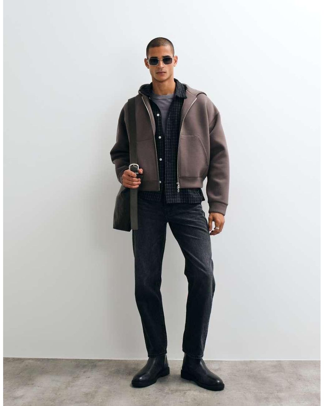 Weekday Multicolor Scuba-style Fabric Zip Hoode With Back Embroidery for men