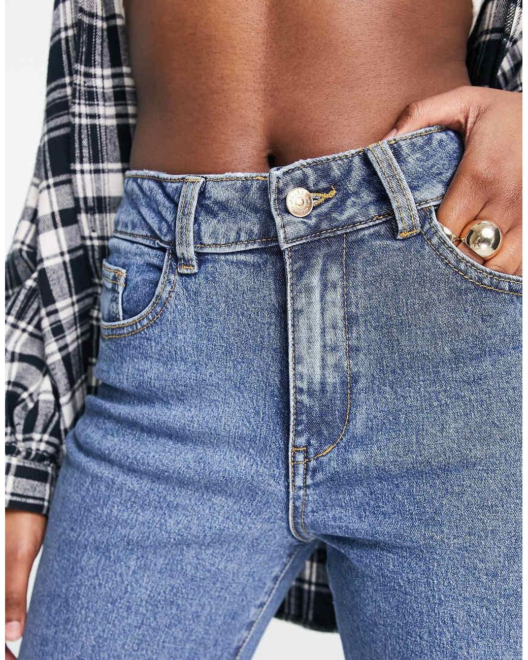 Pantalones Vaqueros Anchos De Algodón Con Lavado Azul Medio Object de color Blue
