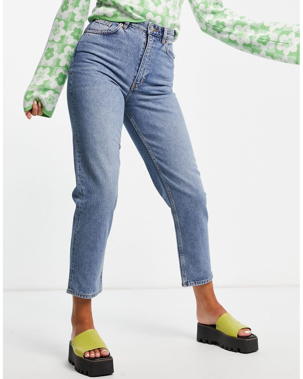 Monki Denim Taiki Cotton High Waist Mom 