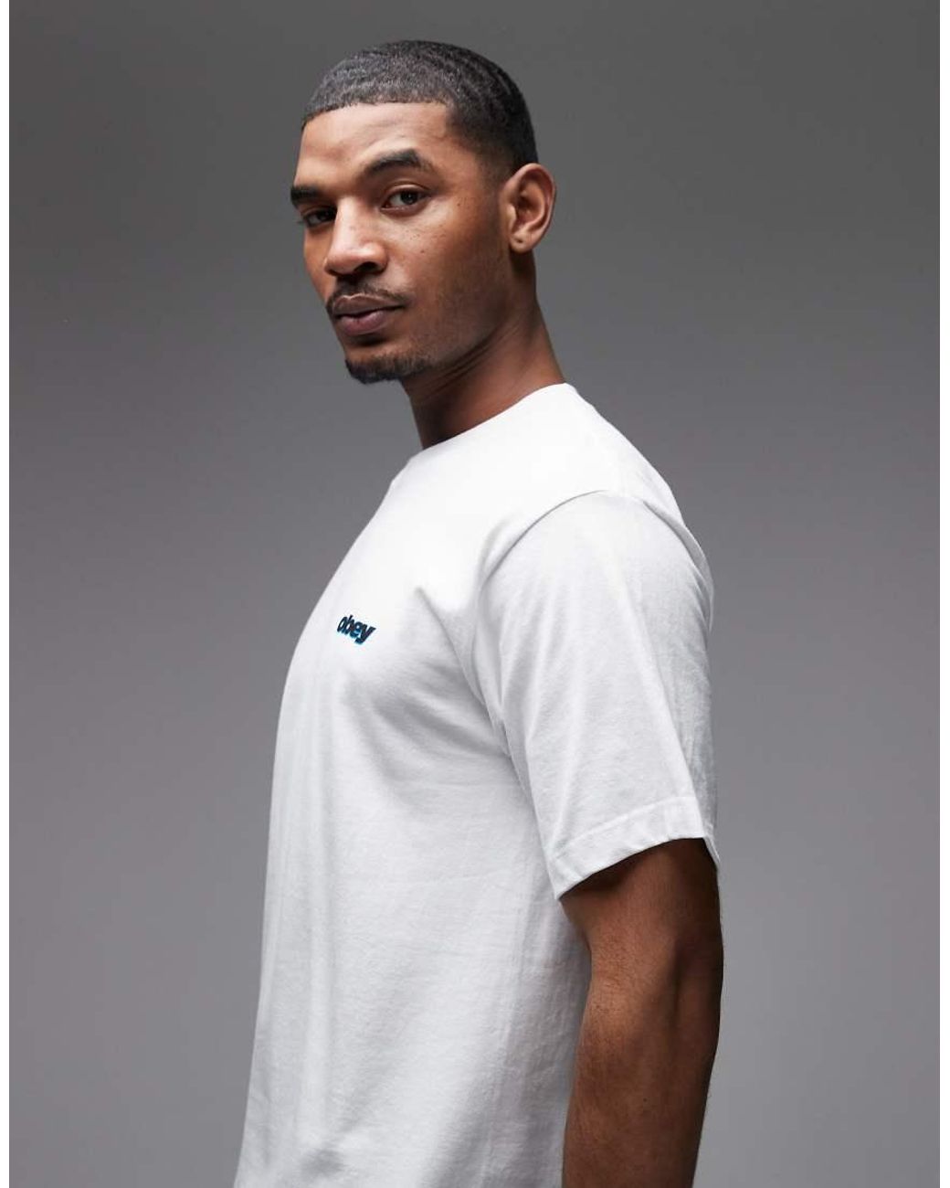Obey Gray Lips Graphic T-shirt With Back Print for men