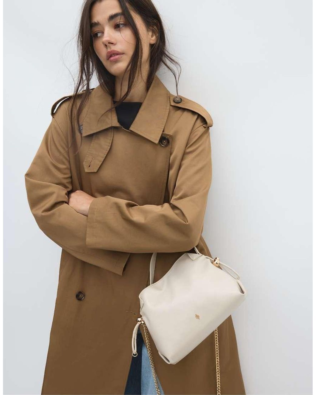 Stradivarius Natural Small Ruched Crossbody Bag