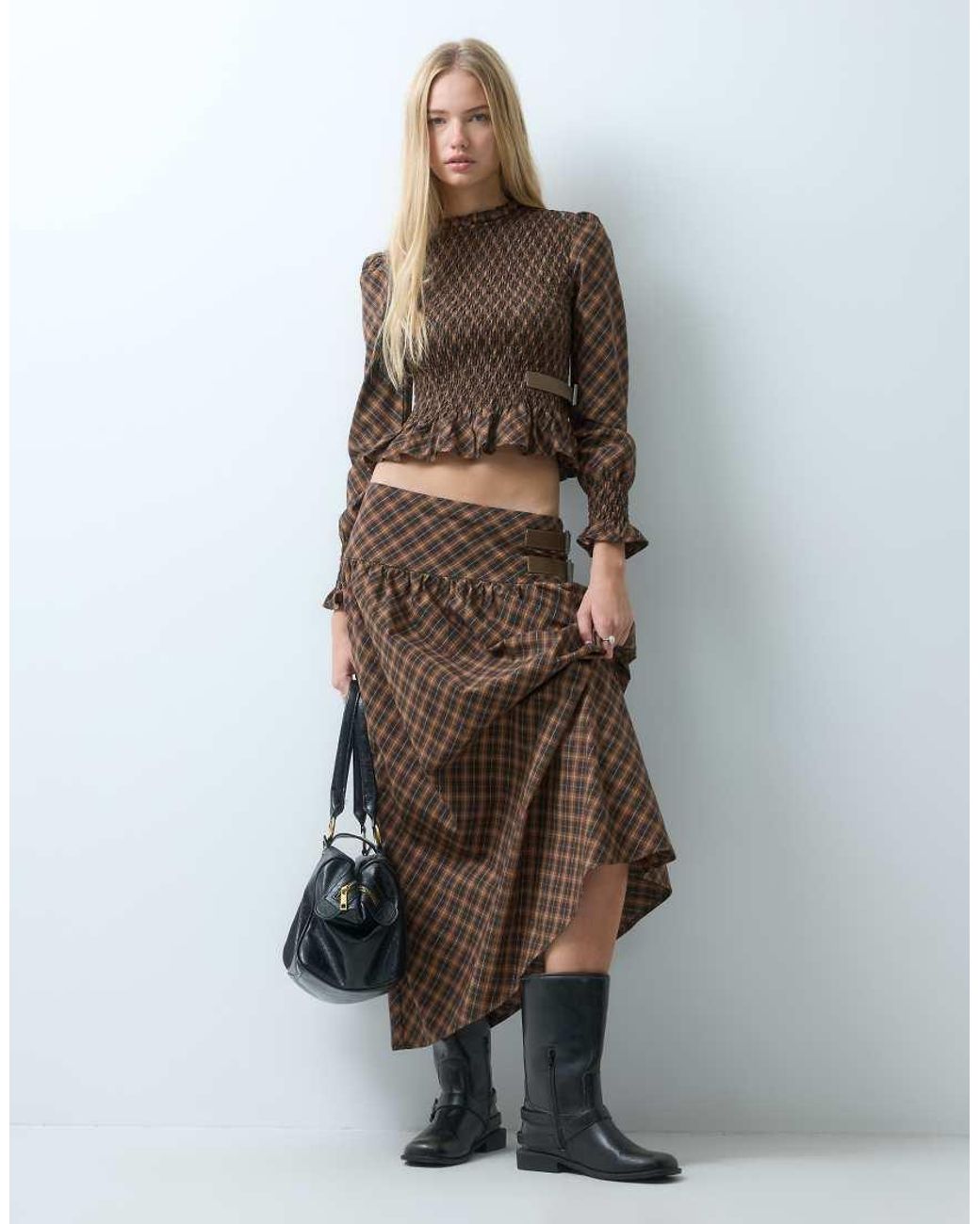 House Of Sunny Brown Ruched Top