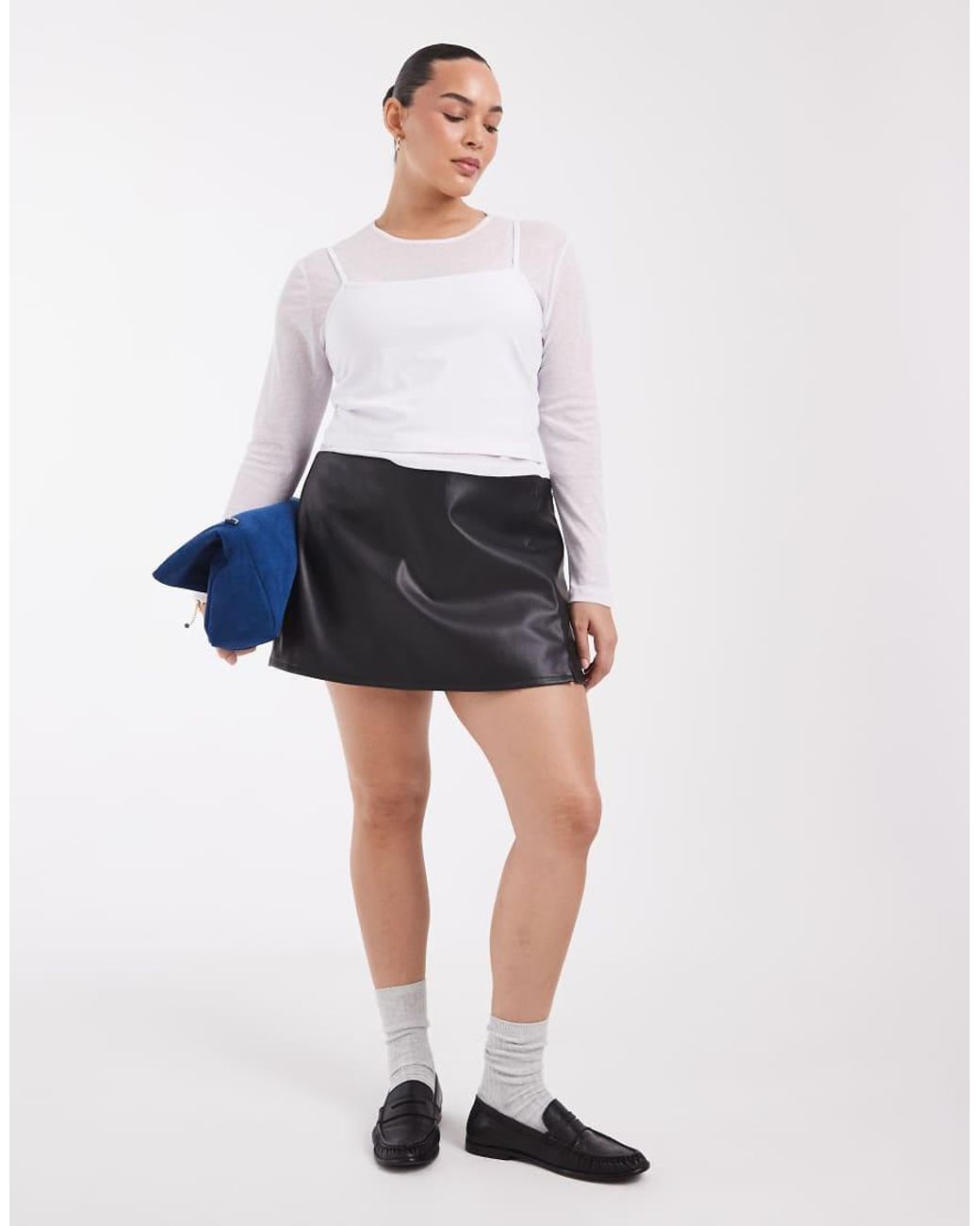 ASOS White Curve Tailored Faux-leather Pelmet Mini Skort